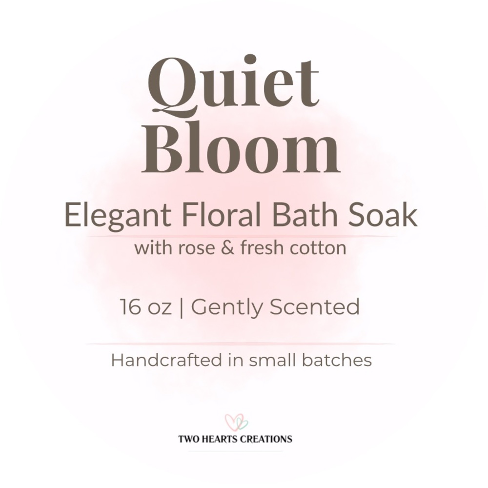 Large Rose Bath Soak 16 oz Quiet Bloom Fresh Cotton Handmade Spa Gift Relaxing - Picture 4 of 5